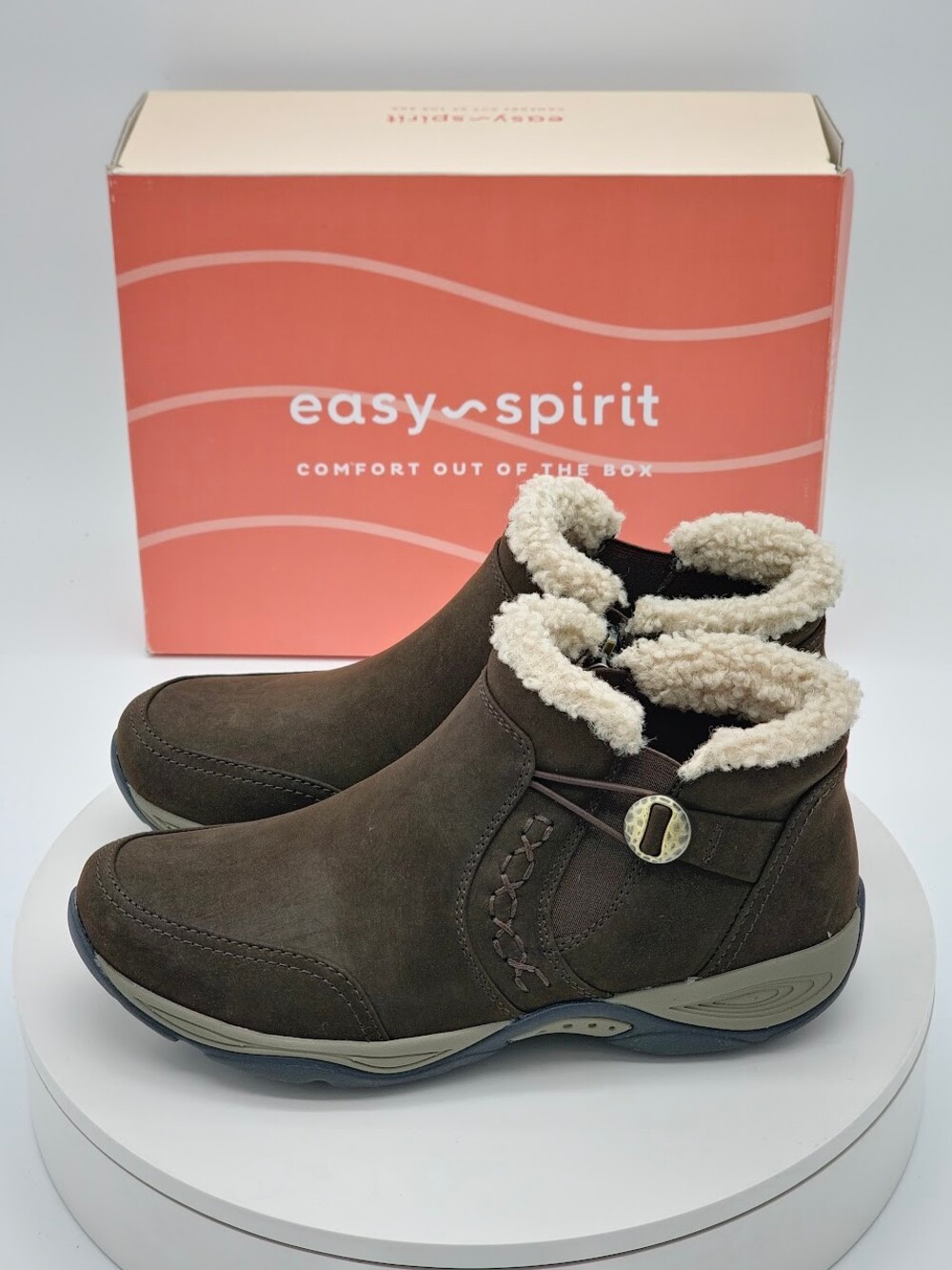 Easy Spirit Erique8 Dark Brown Faux Fur Ankle Boots Women’s Size 7.5 NEW - Picture 6 of 10